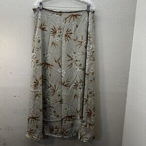 Express Vintage 90’s Y2K Maxi Skirt Floral Print Boho Fairy Grunge Cottage Cream